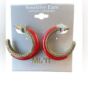 Mixit Red And Gold Hoops NWT
